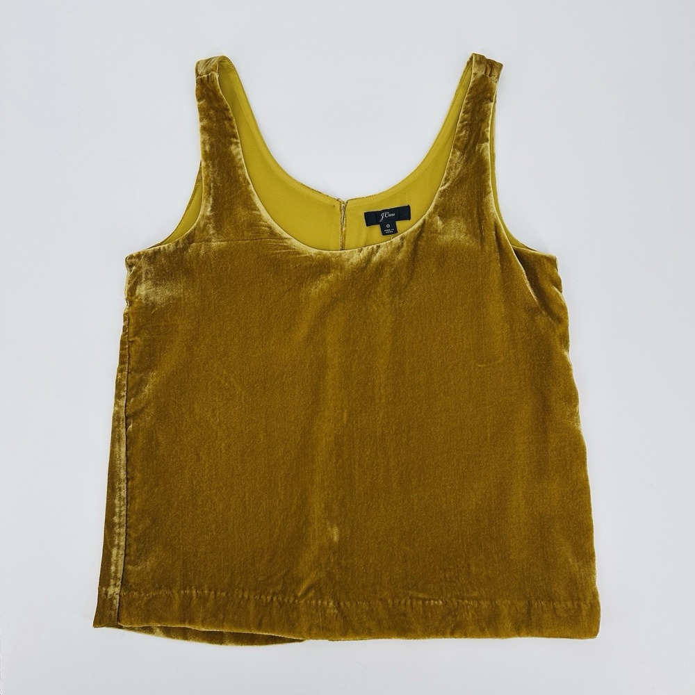 J. Crew Velvet Tank Top Women's Size 0 Gold Sleeveless Evening Business - Picture 3 of 11